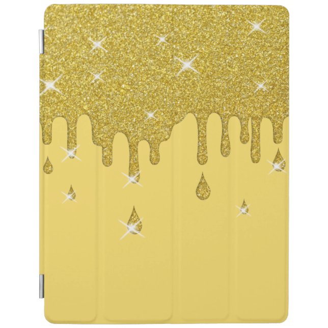 Dripping Gold Glitter Effect & Sparkles iPad Smart Cover (Front)