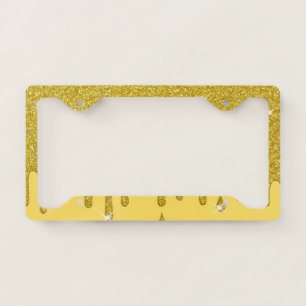 Dripping Gold Glitter Effect & Sparkles License Plate Frame