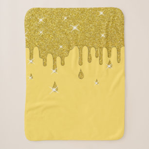 Dripping Gold Glitter Effect & Sparkles Sherpa Blanket