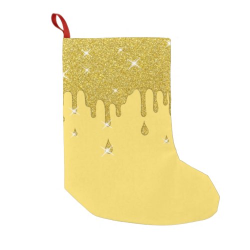Dripping Gold Glitter Effect  Sparkles Small Christmas Stocking