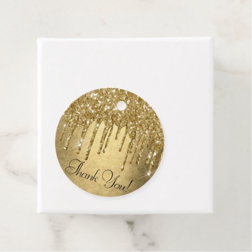 Dripping Gold Glitter  Faux Metallic Thank You Favor Tags