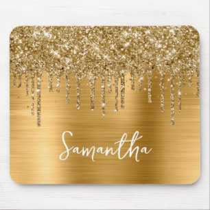 Dripping Gold Glitter Glam Mouse Pad