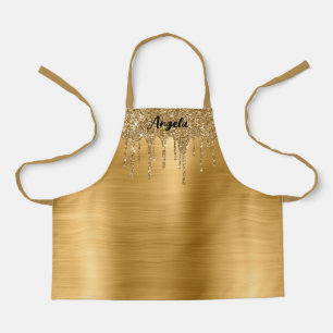 Dripping Gold Glitter Glam Personalized S Apron