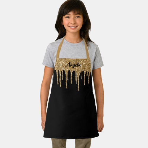 Dripping Gold Glitter Glam Personalized S Apron