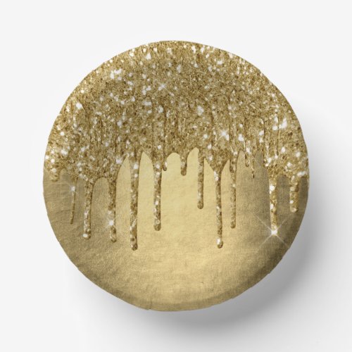 Dripping Gold Glitter  Luxe Faux Metallic Sparkle Paper Bowls