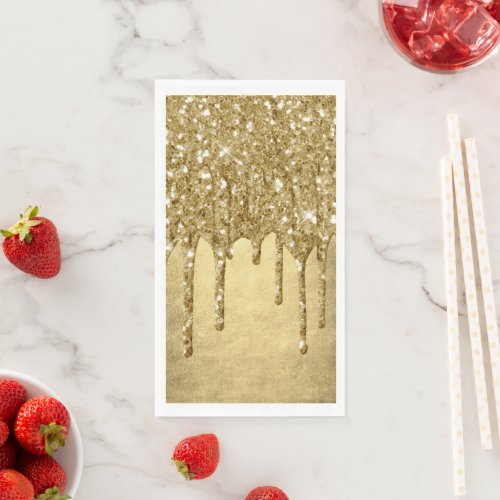 Dripping Gold Glitter  Luxe Faux Metallic Sparkle Paper Guest Towels