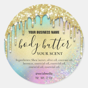 Dripping Gold Glitter Rainbow Body Butter Labels