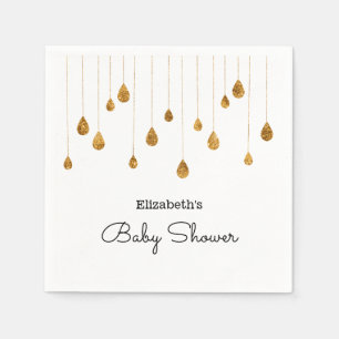 Dripping Gold Glitter Simple Baby Shower Napkins