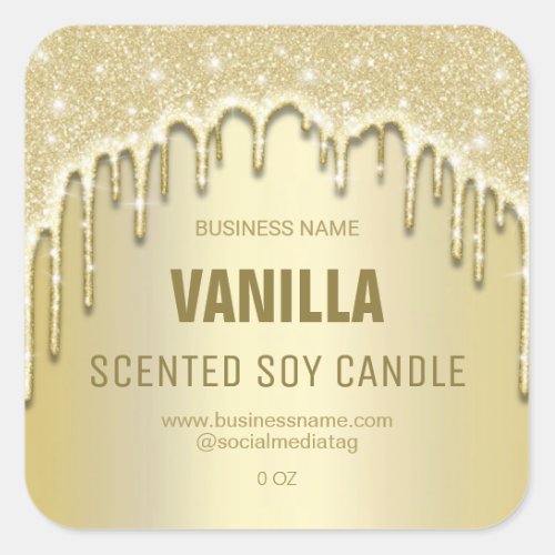 Dripping Gold Glitter Soy Candle Labels
