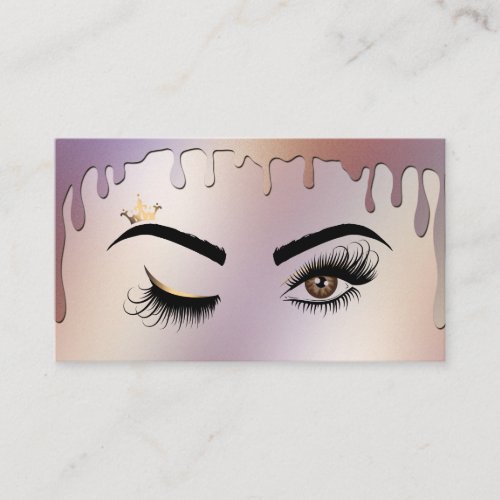 Dripping Gold Holographic Makeup artist Wink Eye Business Card