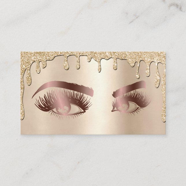 Dripping Gold Makeup Artist Eye Beauty Salon Lash Business Card (Front)