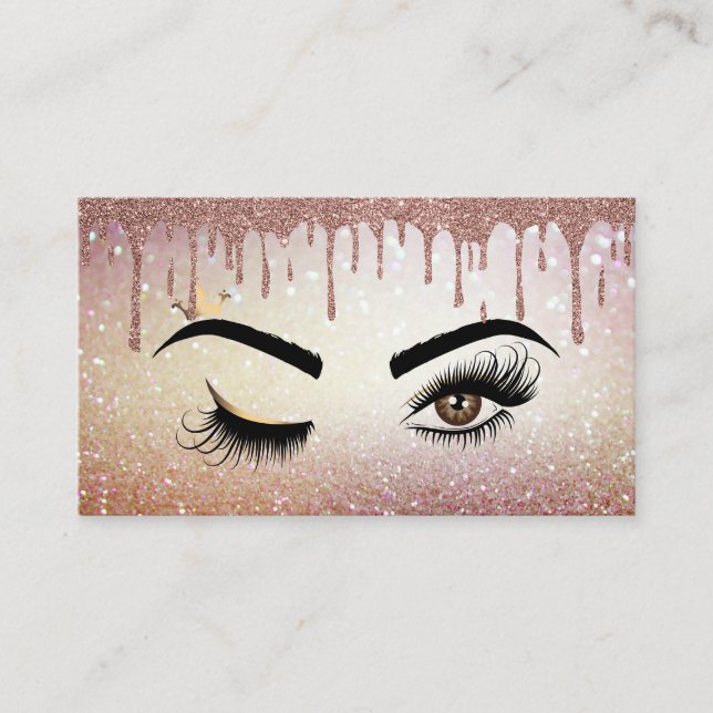 Dripping Gold Makeup artist Wink Eye Lashes Business Card (Front)