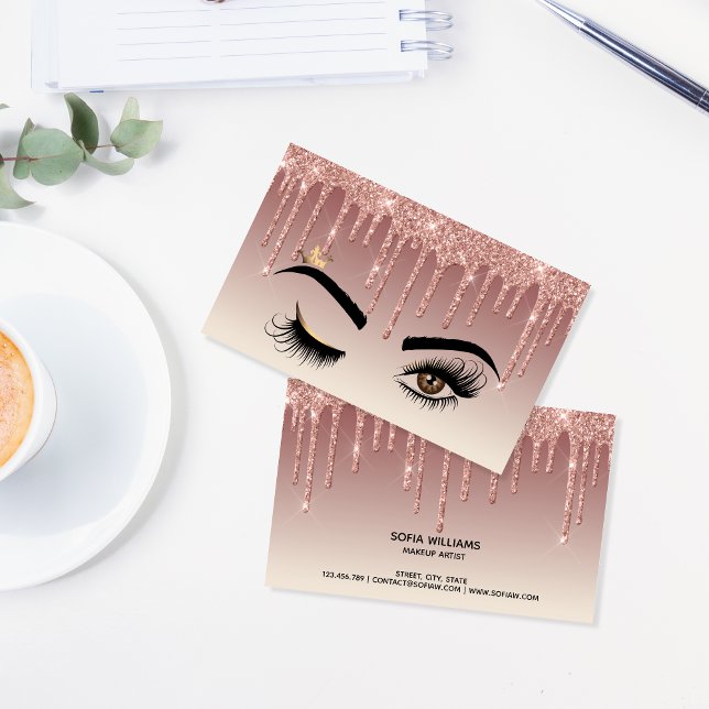 Dripping Gold Makeup artist Wink Eye Lashes Business Card (Creator Uploaded)