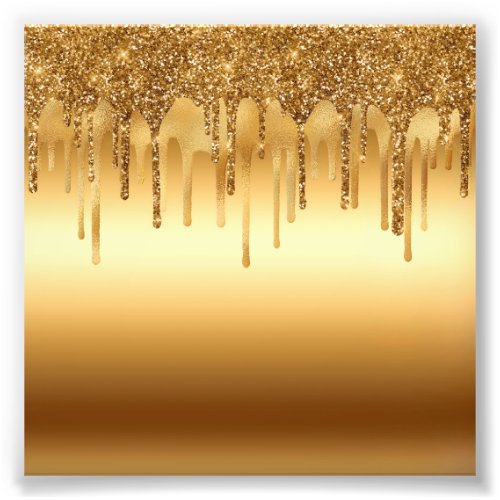 Dripping Gold Paint Glitter Accents Sparkly Art Photo Print