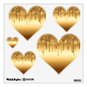 Dripping Gold Paint Glitter Accents Sparkly Art Wall Decal
