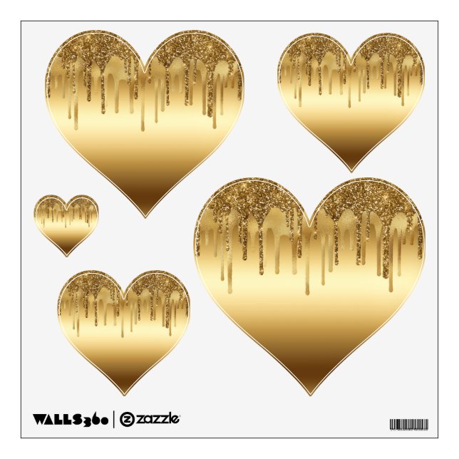 Dripping Gold Paint Glitter Accents Sparkly Art Wall Decal (Front)