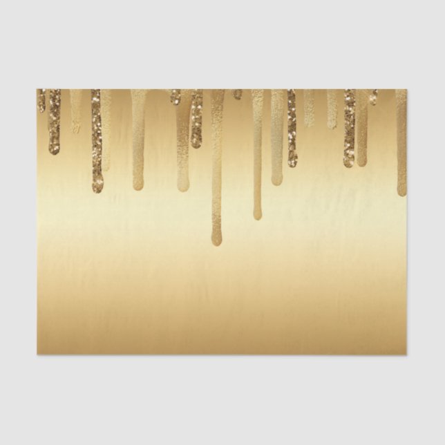 Dripping Gold Paint Glitter Accents Sparkly Tissue Paper (Front)