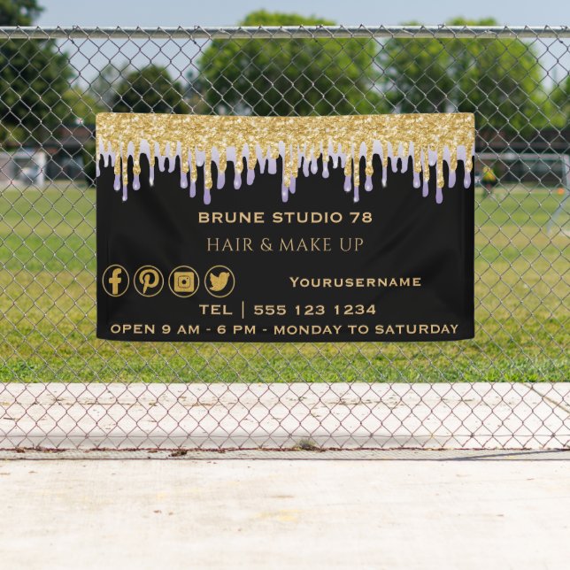 Dripping Gold Purple & Social Media Icons  Banner (Insitu)