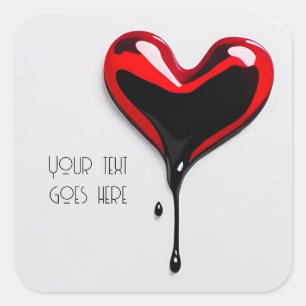 Dripping Graffiti stencil Heart – Custom Text Square Sticker