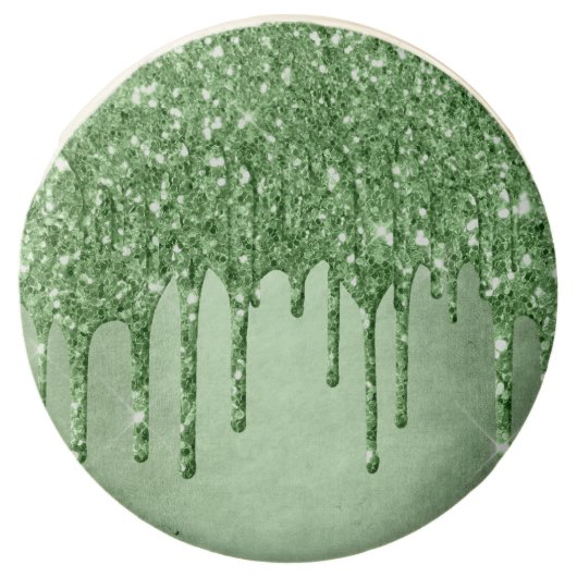 Dripping Green Glitter | Neo-Mint Sage Faux Melt Chocolate Covered Oreo (Front)