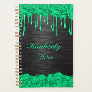 Dripping Green Rose Custom Planner