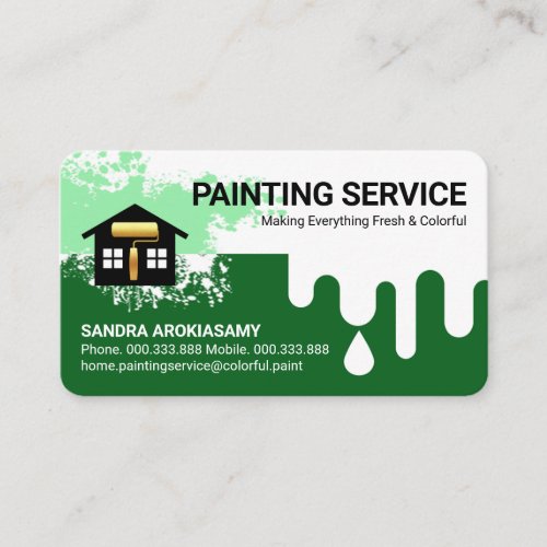 Dripping Green Wet Paint Home Repairs Business Card