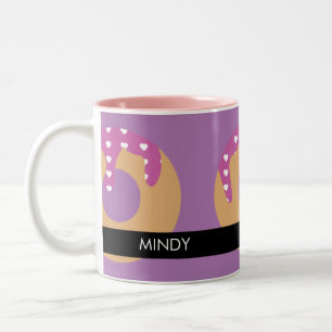 Dripping Heart Donut Sprinkles Purple Pink Two-Tone Coffee Mug