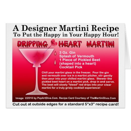 Dripping Heart Halloween Martini Recipe Card (Front Horizontal)