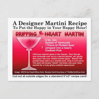 Dripping Heart Halloween Martini Recipe Postcard
