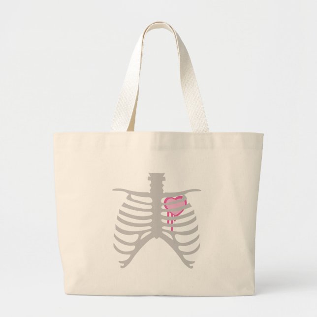 Dripping Heart in Ribcage Large Tote Bag (Front)