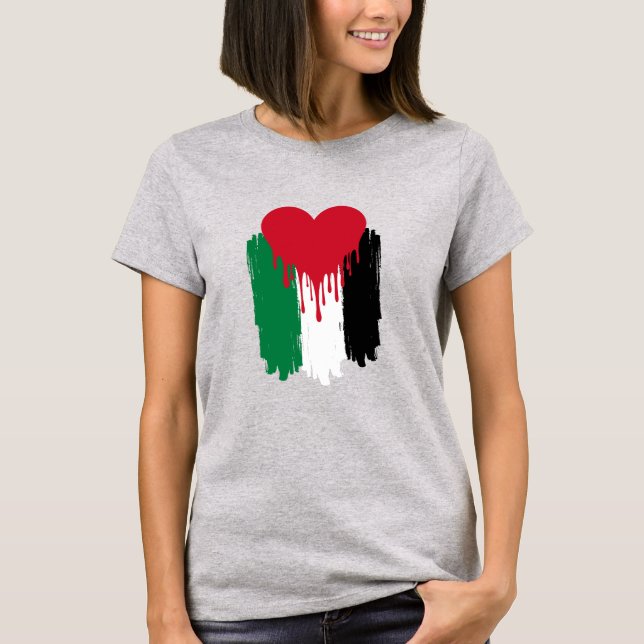 Dripping Heart Palestinian Flag T-Shirt (Front)
