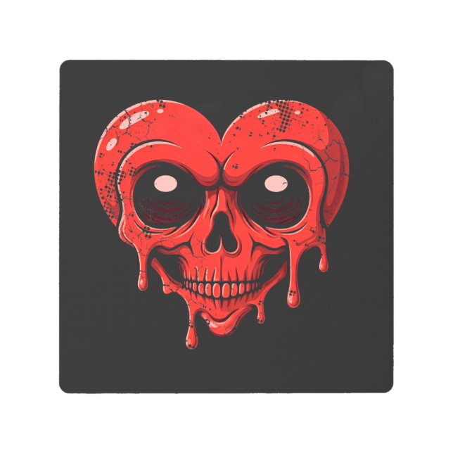 Dripping Heart Skull - Gothic Valentine's Day Art (Front)