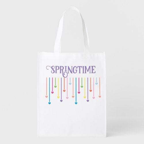 Dripping Hearts Multicolor Simple Graphic Grocery Bag