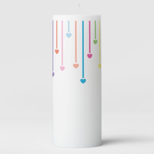 Dripping Hearts Multicolor Simple Graphic Pillar Candle