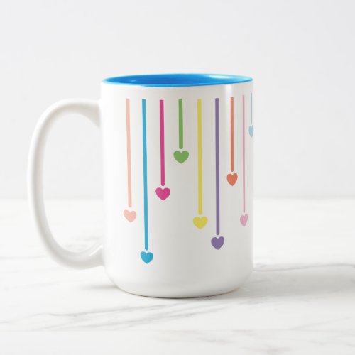 Dripping Hearts Multicolor Simple Graphic Two_Tone Coffee Mug