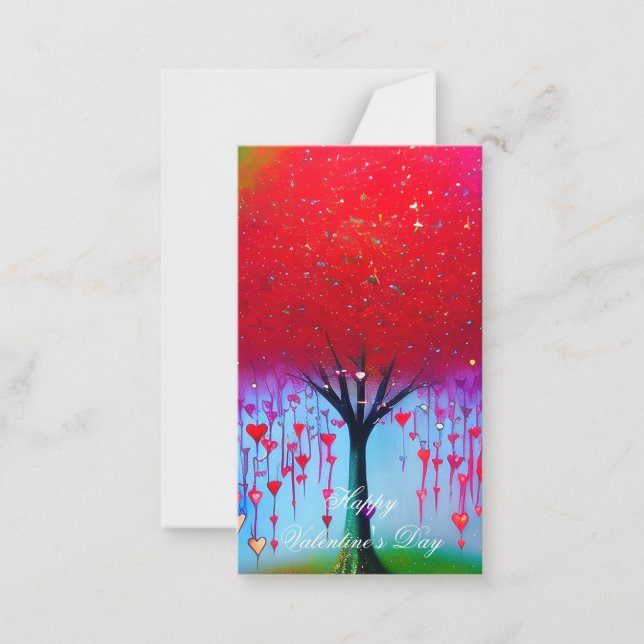 Dripping hearts tree kids valentine  note card (Front)