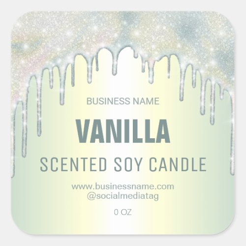 Dripping Holographic Glitter Soy Candle Labels