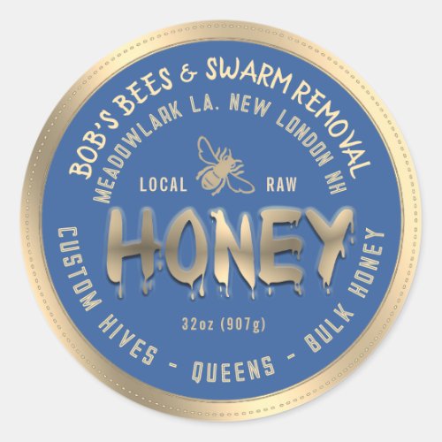 Dripping Honey Custom Hives Swarm Removal Queens Classic Round Sticker