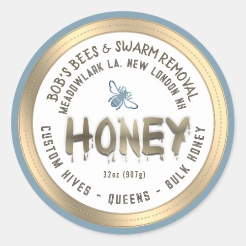 Dripping Honey Custom Hives Swarm Removal Queens Classic Round Sticker