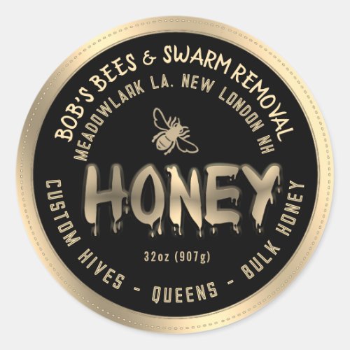 Dripping Honey Custom Hives Swarm Removal Queens Classic Round Sticker