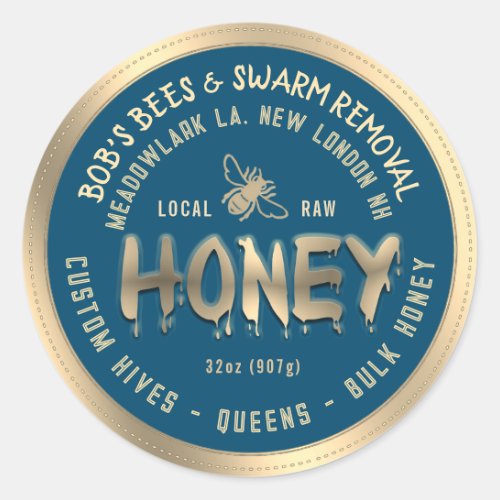 Dripping Honey Custom Hives Swarm Removal Queens Classic Round Sticker