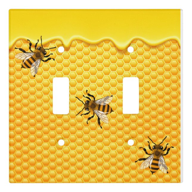 Dripping Honeycomb and Bees Light Switch Cover (Front)