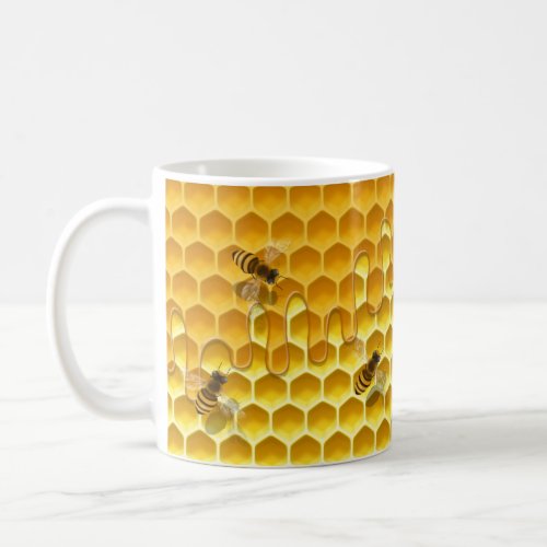 Dripping Honeycomb  Flying Honeybees Coffee Mug