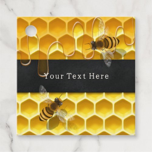 Dripping Honeycomb with Bees Custom Product Favor Tags