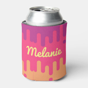 Dripping Ice Cream Color Stripes Personalised Can Cooler