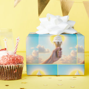 Dripping Ice Cream Cone in Hot Sun Wrapping Paper