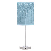 Dripping Ice Glitter | Blue Faux Sparkle Metallic Table Lamp (Back)