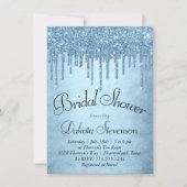 Dripping Ice Glitter | Blue Faux Sparkle Shower Invitation (Front)