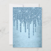 Dripping Ice Glitter | Blue Faux Sparkle Shower Invitation (Back)