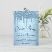 Dripping Ice Glitter | Blue Faux Sparkle Shower Invitation (Standing Front)